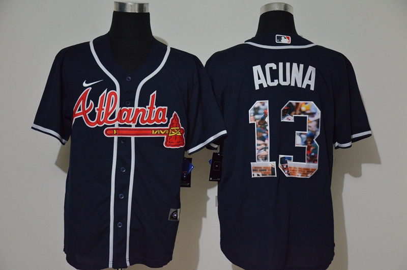 MLB Men Atlanta Braves #13 Ronald Acuna Jr. Nike blue Home 2020 Replica Player Jersey->milwaukee brewers->MLB Jersey